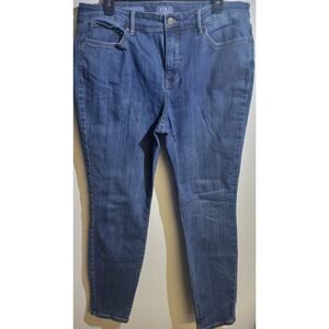 NYDJ Skinny Jeans Sz 12 Blue Stretch Dark Wash 34" Waist X 28" Inseam